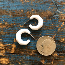 Load image into Gallery viewer, White Scalloped Mini Kit Hoop Earrings