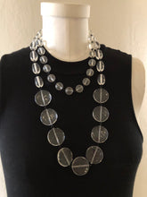 Load image into Gallery viewer, Crystal Clear &amp; Black Rosary Chain Rope Necklace