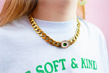 Load image into Gallery viewer, Super Chunky Green Eyed Titanium Necklace