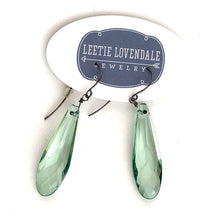 Load image into Gallery viewer, Seafoam Green Faceted Briolette Teardrop Drop Earrings