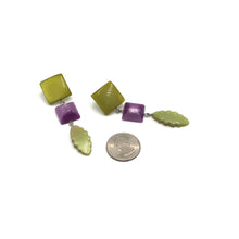 Load image into Gallery viewer, Moss &amp; Lilac Ivy Leaf Statement Drop Earrings *