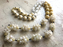 Load image into Gallery viewer, Cream &amp; White Seashell Rosary Chain Rope Necklace