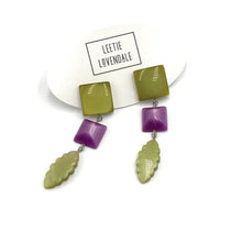 Load image into Gallery viewer, Moss &amp; Lilac Ivy Leaf Statement Drop Earrings *