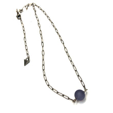 Load image into Gallery viewer, Denim Blue Frosted Bauble Paperclip Necklace