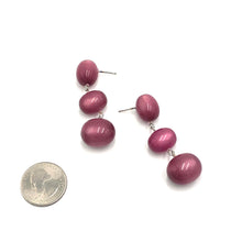 Load image into Gallery viewer, Cranberry Moonglow Triple Oval Drop Earrings