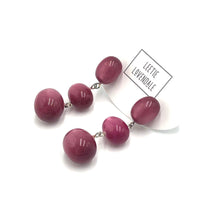 Load image into Gallery viewer, Cranberry Moonglow Triple Oval Drop Earrings