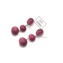 Load image into Gallery viewer, Cranberry Moonglow Triple Oval Drop Earrings