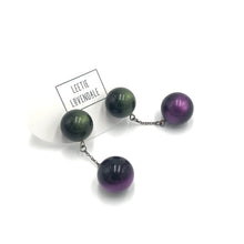 Load image into Gallery viewer, Forest &amp; Purple Ball and Chain Earrings