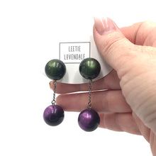 Load image into Gallery viewer, Forest &amp; Purple Ball and Chain Earrings