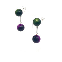 Load image into Gallery viewer, Forest &amp; Purple Ball and Chain Earrings