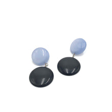 Load image into Gallery viewer, Ice Blue &amp; Charcoal Disc Drop Earrings