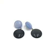Load image into Gallery viewer, Ice Blue &amp; Charcoal Disc Drop Earrings