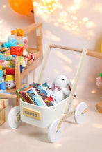 Load image into Gallery viewer, 2-in-1 Wooden Toddler Learning Walker with Toy Storage Bin