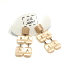 Load image into Gallery viewer, Champagne Hinged Moonglow Statement Earrings *