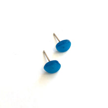 Load image into Gallery viewer, Aqua Blue Moonglow Tiny Oval Stud Earrings