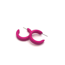 Load image into Gallery viewer, Hot Pink Matte Mini Classic Hoop Earrings