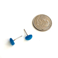Load image into Gallery viewer, Aqua Blue Moonglow Tiny Oval Stud Earrings