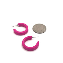 Load image into Gallery viewer, Hot Pink Matte Mini Classic Hoop Earrings