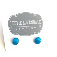 Load image into Gallery viewer, Aqua Blue Moonglow Tiny Oval Stud Earrings