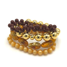 Load image into Gallery viewer, Topaz &amp; Chocolate Stack and Stretch Bracelets Set