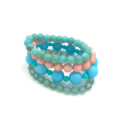Load image into Gallery viewer, Peach &amp; Turquoise Stack and Stretch Bracelets Set