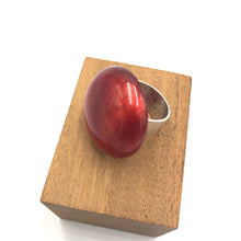 Load image into Gallery viewer, Ruby Red &amp; Gold Luster Lucite Cocktail Ring