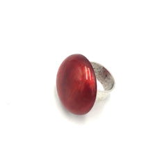 Load image into Gallery viewer, Ruby Red &amp; Gold Luster Lucite Cocktail Ring