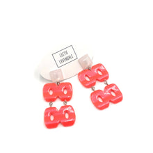 Load image into Gallery viewer, Neon Melon Hinged Moonglow Statement Earrings *