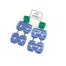 Load image into Gallery viewer, Teal &amp; Blue Hinged Moonglow Statement Earrings *