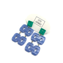 Load image into Gallery viewer, Teal &amp; Blue Hinged Moonglow Statement Earrings *