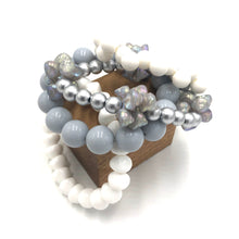 Load image into Gallery viewer, Silver Shells Stack and Stretch Bracelets Set