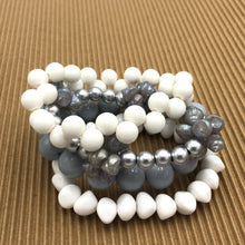 Load image into Gallery viewer, Silver Shells Stack and Stretch Bracelets Set