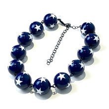 Load image into Gallery viewer, Navy Blue &amp; White Star Beaded Amelia Necklace