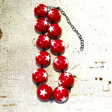 Load image into Gallery viewer, Red &amp; White Star Beaded Amelia Necklace