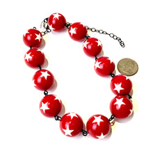Load image into Gallery viewer, Red &amp; White Star Beaded Amelia Necklace