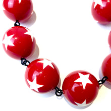 Load image into Gallery viewer, Red &amp; White Star Beaded Amelia Necklace