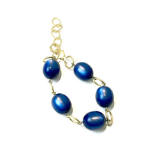 Load image into Gallery viewer, Sapphire Long Oval &amp; Gold Bubble Stations Bracelet