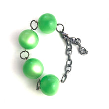 Load image into Gallery viewer, Lime Green Moonglow Jumbo Lucite Bubble Stations Bracelet