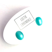 Load image into Gallery viewer, Teal Moonglow Oval Stud Earrings