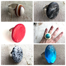 Load image into Gallery viewer, Tortoise &amp; Cream Bullseye Lucite Silver Cocktail Ring