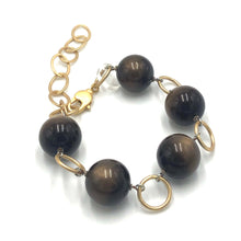 Load image into Gallery viewer, Chocolate Moonglow &amp; Gold Stations Bracelet
