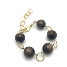 Load image into Gallery viewer, Chocolate Moonglow &amp; Gold Stations Bracelet