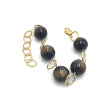 Load image into Gallery viewer, Chocolate Moonglow &amp; Gold Stations Bracelet