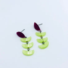 Load image into Gallery viewer, Magenta &amp; Citrus Fishscale Statement Drop Earrings