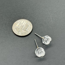 Load image into Gallery viewer, Clear Carved Lucite Rose Stud Earrings