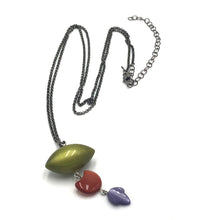 Load image into Gallery viewer, Olive &amp; Lilac Leaf Trinket Necklace - Long