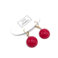 Load image into Gallery viewer, Cherry Red Drop Leverback Earrings *