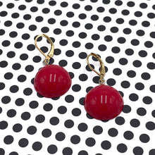 Load image into Gallery viewer, Cherry Red Drop Leverback Earrings *