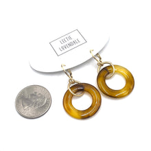 Load image into Gallery viewer, Tortoise &amp; Gold Ring Leverback Drop Earrings