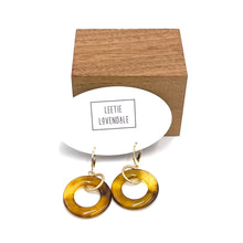 Load image into Gallery viewer, Tortoise &amp; Gold Ring Leverback Drop Earrings